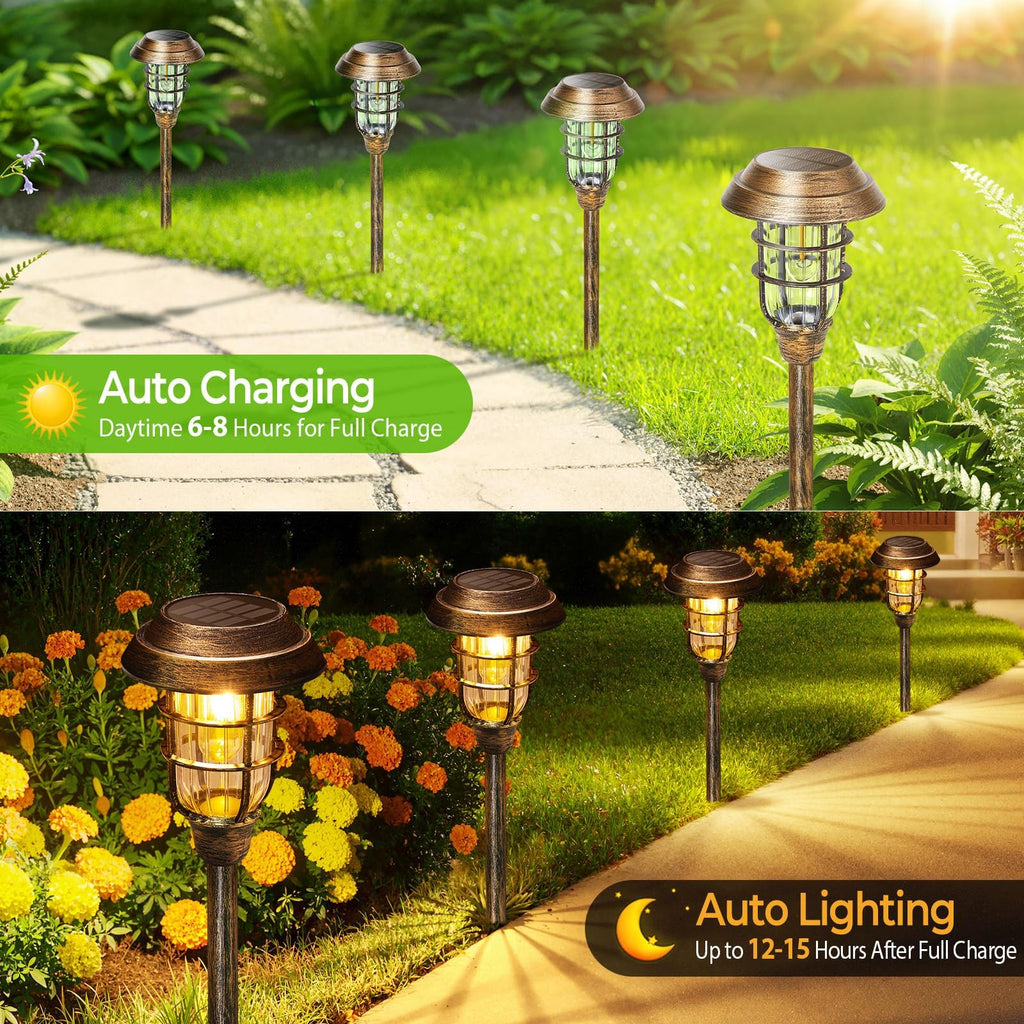 Solar Outdoor Lights, 12 Pack Bright Solar Pathway Lights Outdoor Waterproof, Up to 15 Hrs Auto On/Off Solar Garden