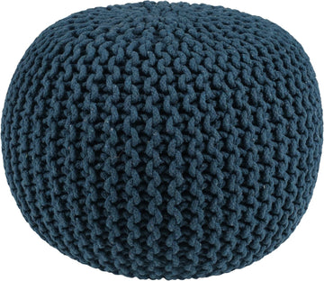 Knitted Pouf Ottoman Foot Rest - Round Poofy Ottoman Furniture - Stuffed Floor Poufs for Sitting, Elegant Poof