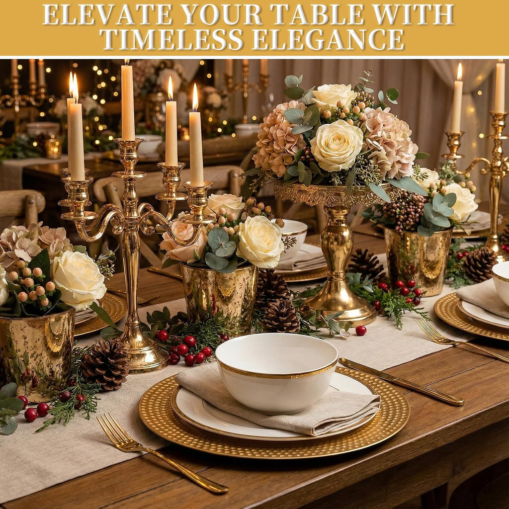 100 Pcs 13" Gold Charger Plates,Round Charger Plates with Hammered Rim,Premium Gold Chargers,Stylish Chargers for