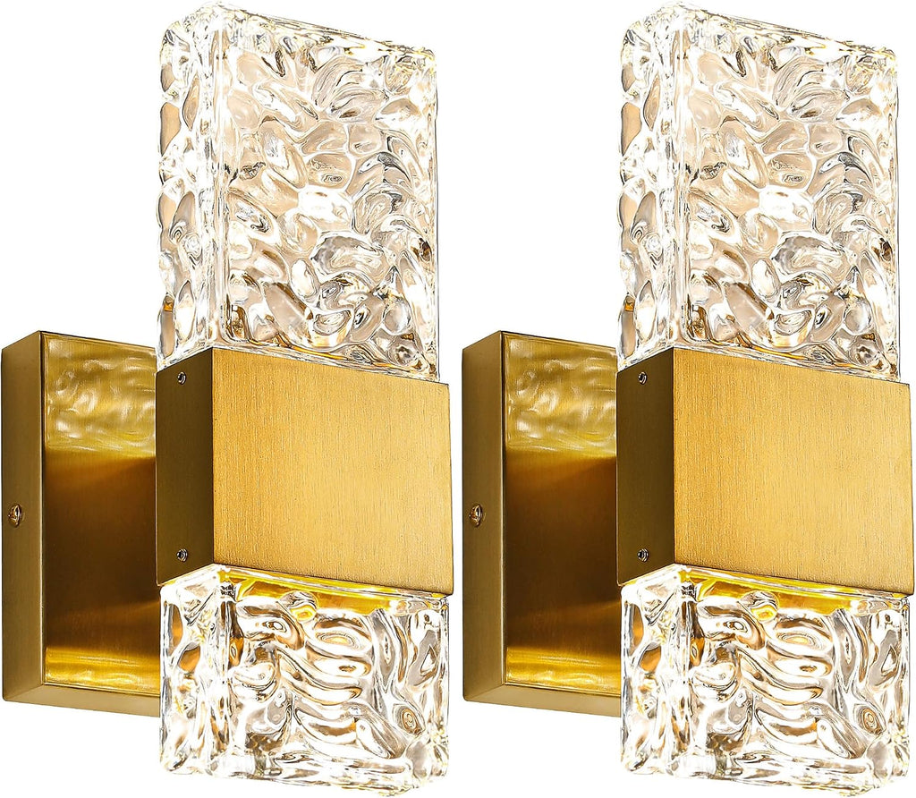Gold Sconces Wall Lighting - Crystal Wall Sconces Set of Two Modern Bathroom Vanity Light Fixtures Hardwire Modern