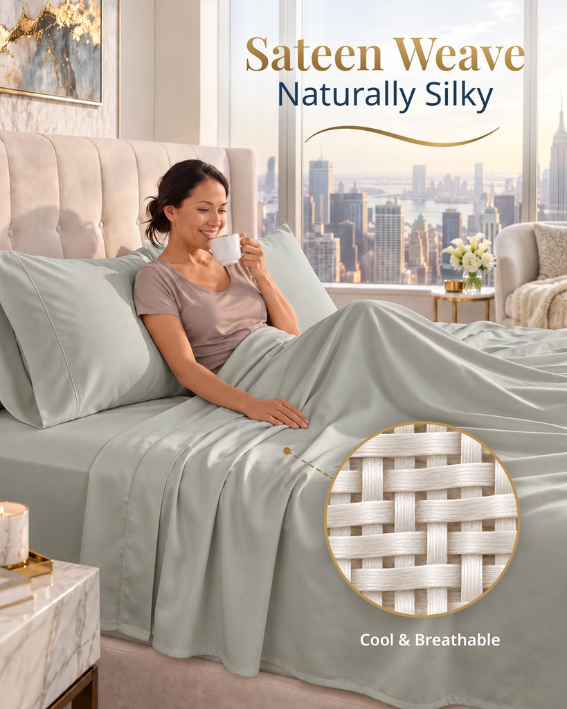 California King Size Sheets Set 100% Egyptian Cotton - Silver