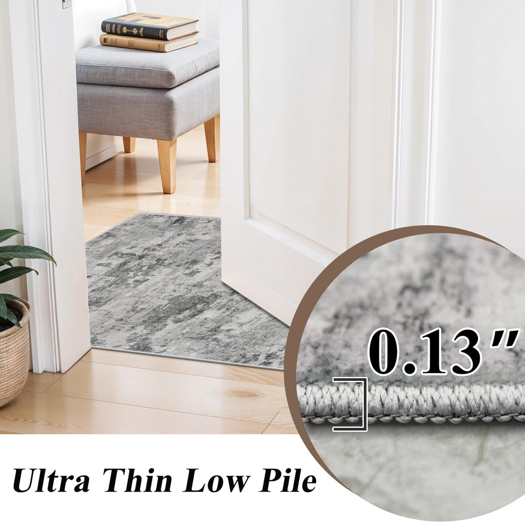 Area Rug Square Washable: Abstarct Non Slip Rugs Blackgrey