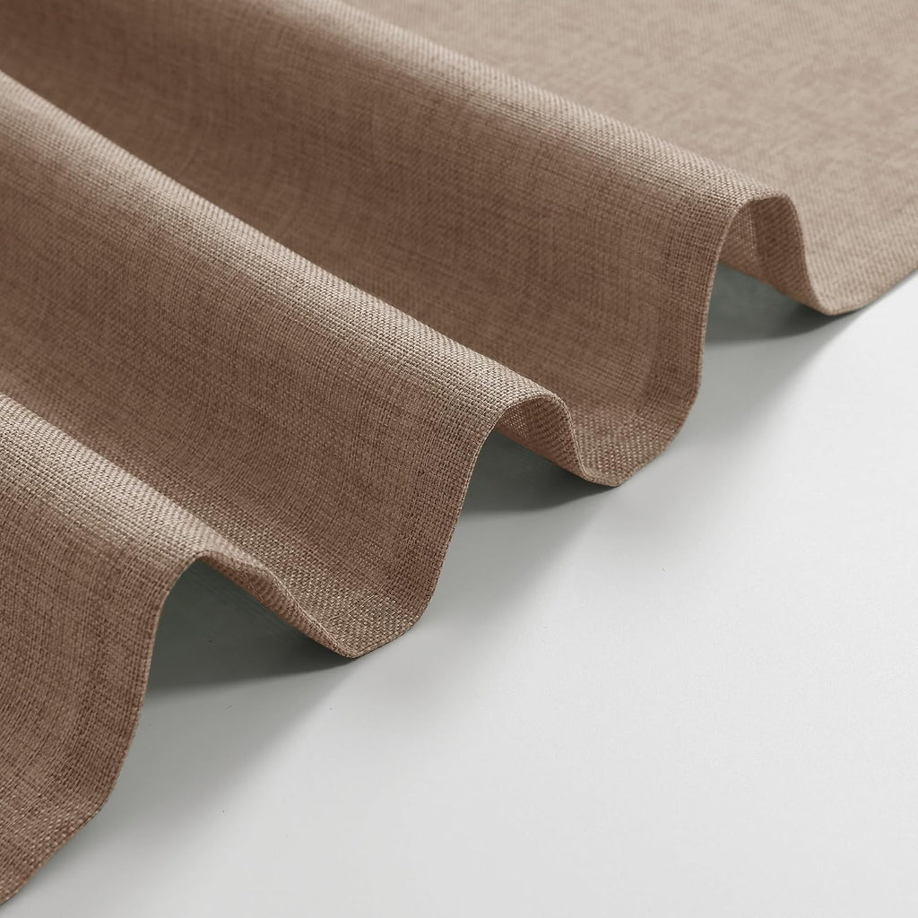 Faux Linen Window Valance - Khaki Light Filtering Rod Pocket Farmhouse Valances , 42x12 Inch, 1 Panel