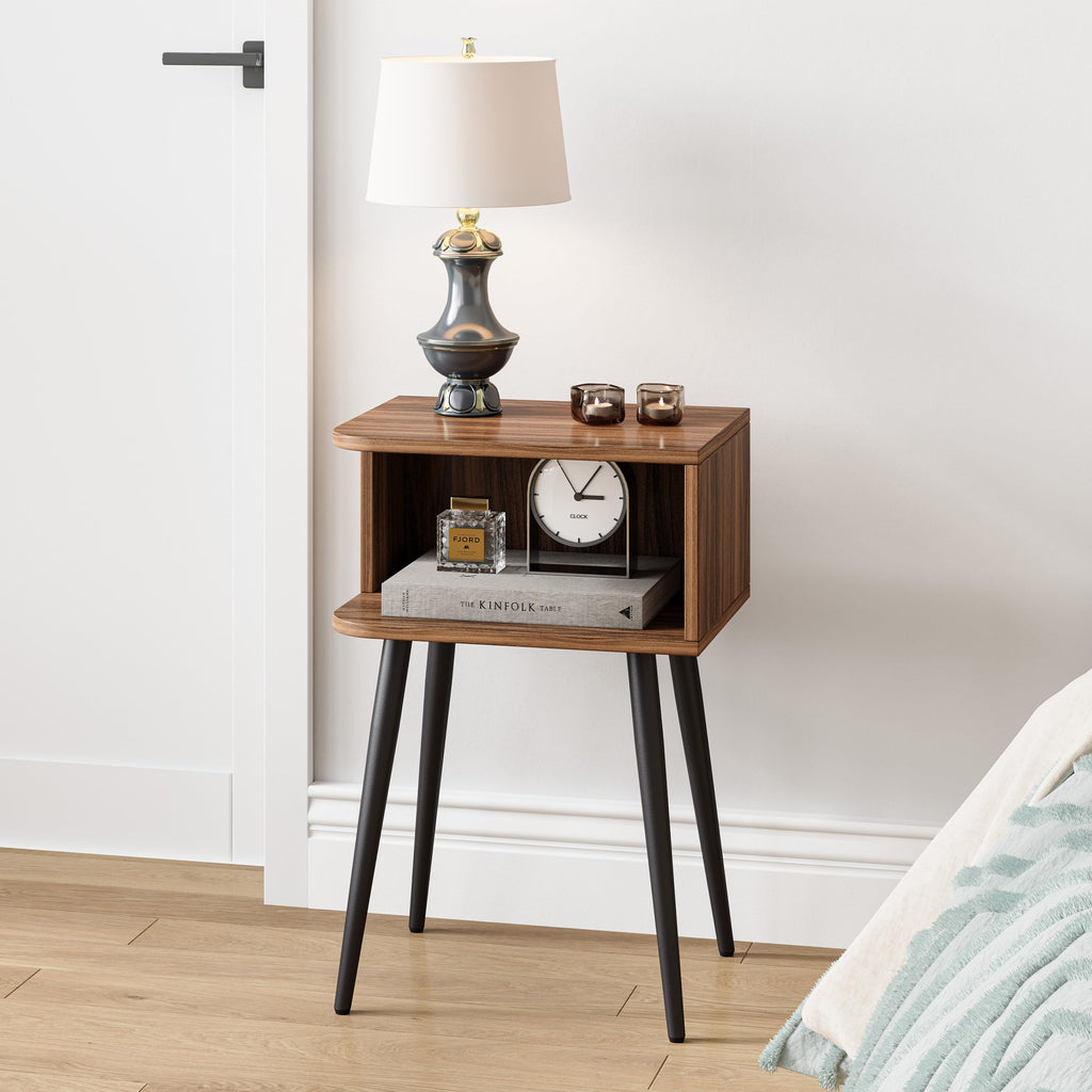Nightstand Set of 2, Small Bed Side Table for Small Spaces, Mid Century Modern Nightstand End Table with Open
