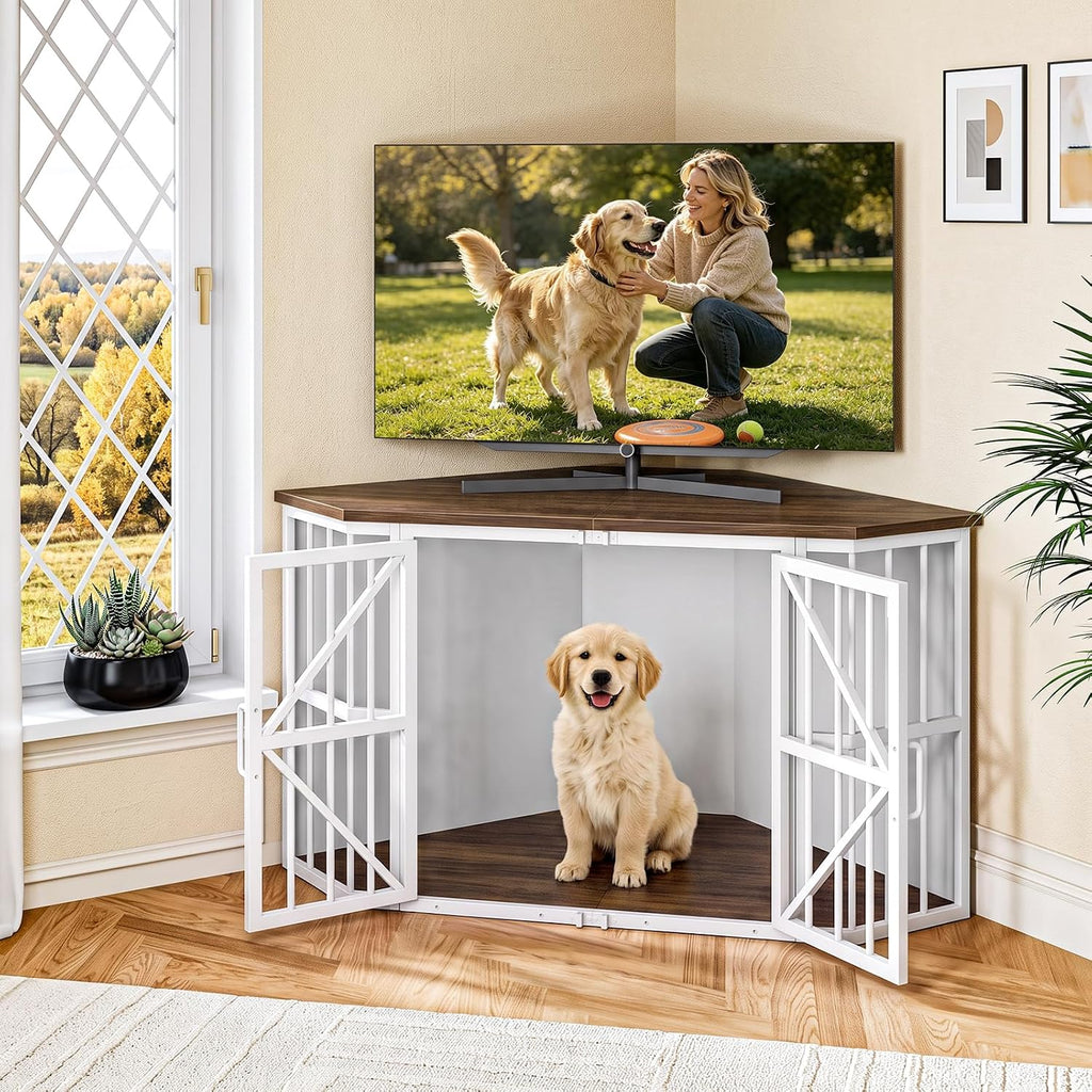 Corner Dog Crate Furniture for Medium Dogs