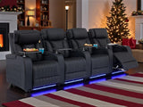 Home Theater Seating Top Grain Leather, Movie Theater Chairs Theater Recliner Sofa with Dual Power Ergonomic Design 7