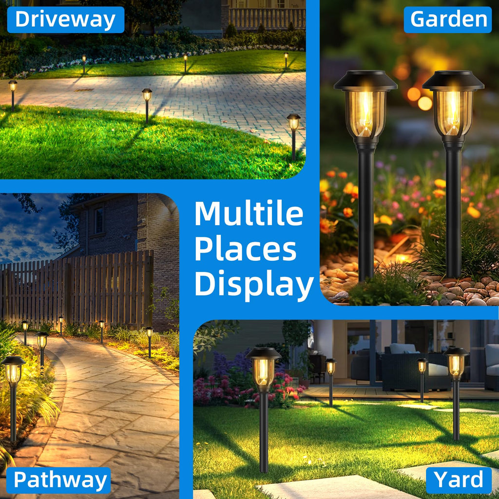 Solar Pathway Lights Outdoor 12 Pack,Warm White Solar Lights Walkway