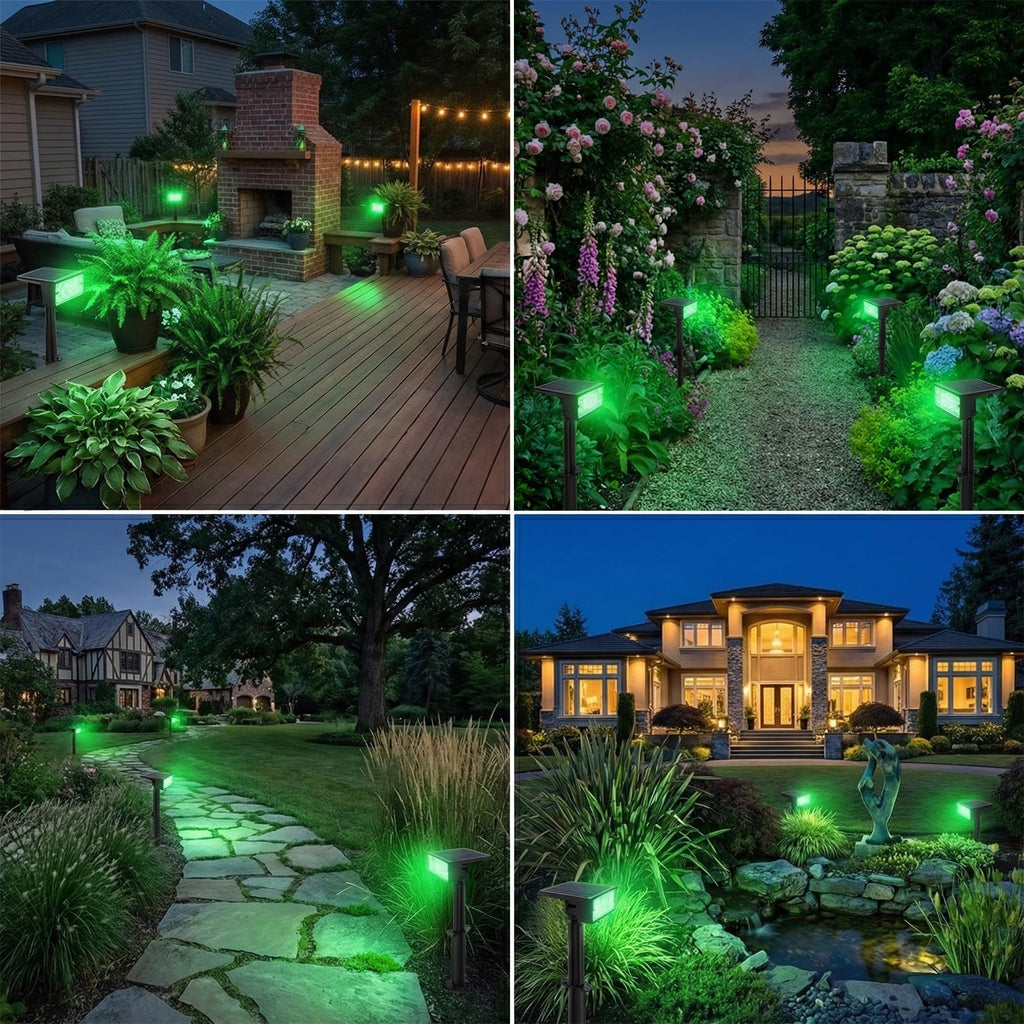 Green Solar Spot Lights Outdoor Waterproof, 4 Pack