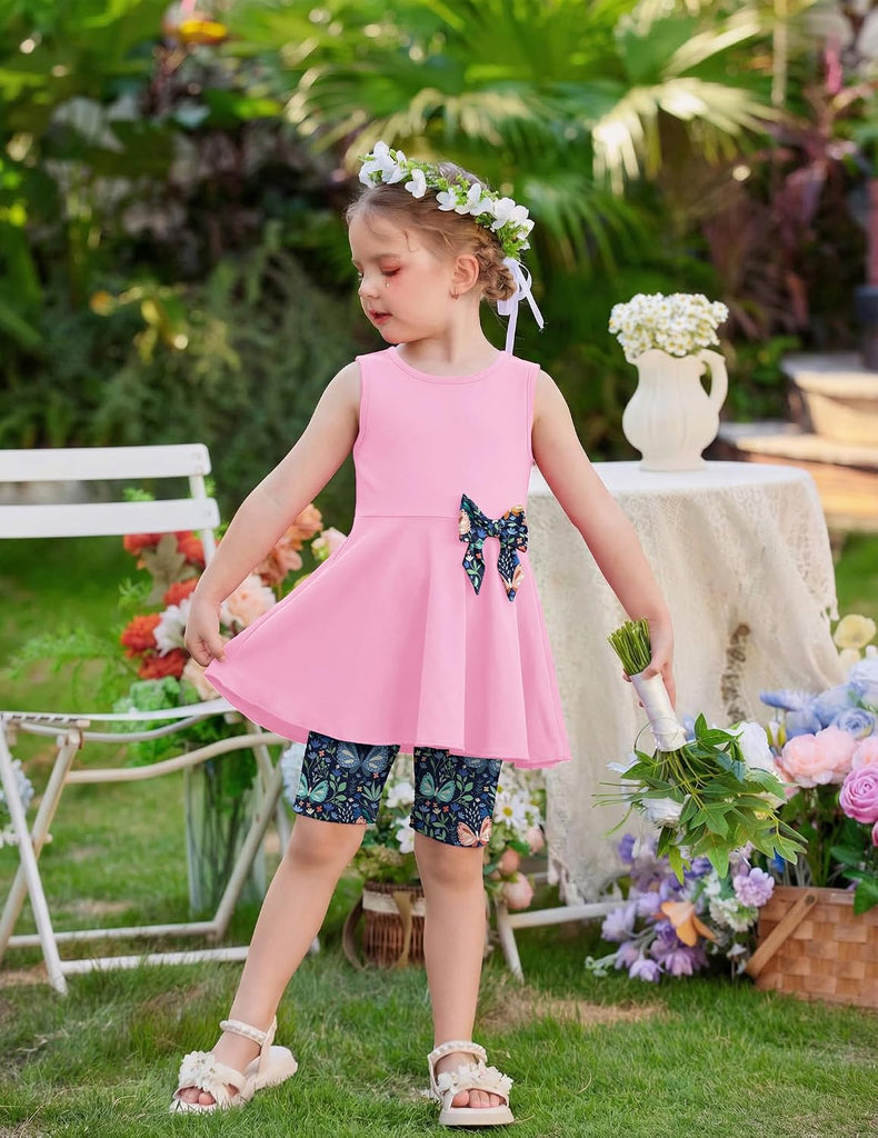 Toddler Girl Summer Clothes Sleeveless Top Dress Bike Shorts Set