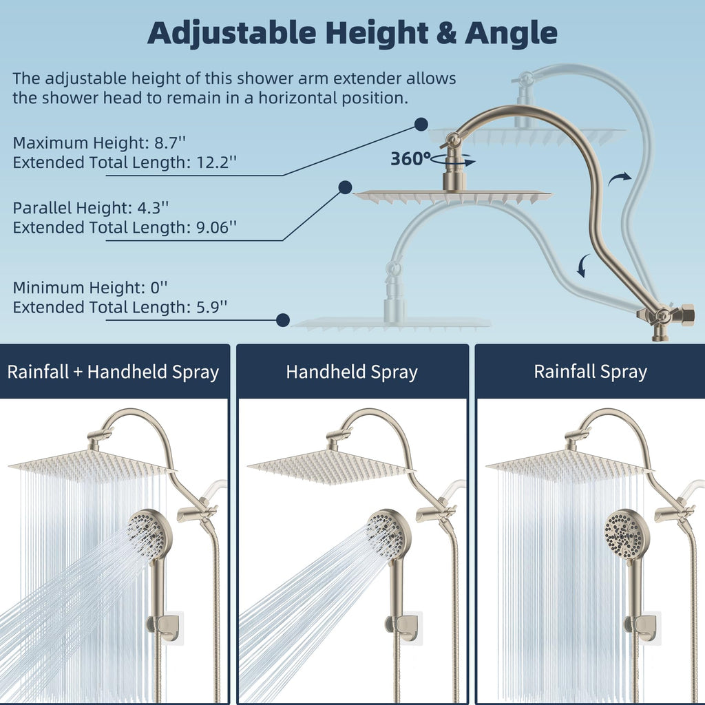 All Metal cUPC Certified High Pressure Rainfall 12'' Shower Head