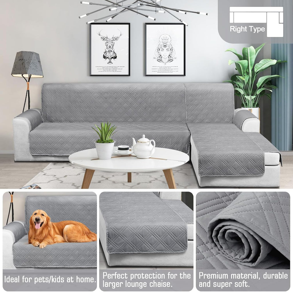 Waterproof Sectional Couch Covers L Shaped Sofa Covers Chaise Lounge Cover 3pcs Reversible Sofa Covers for Sectional