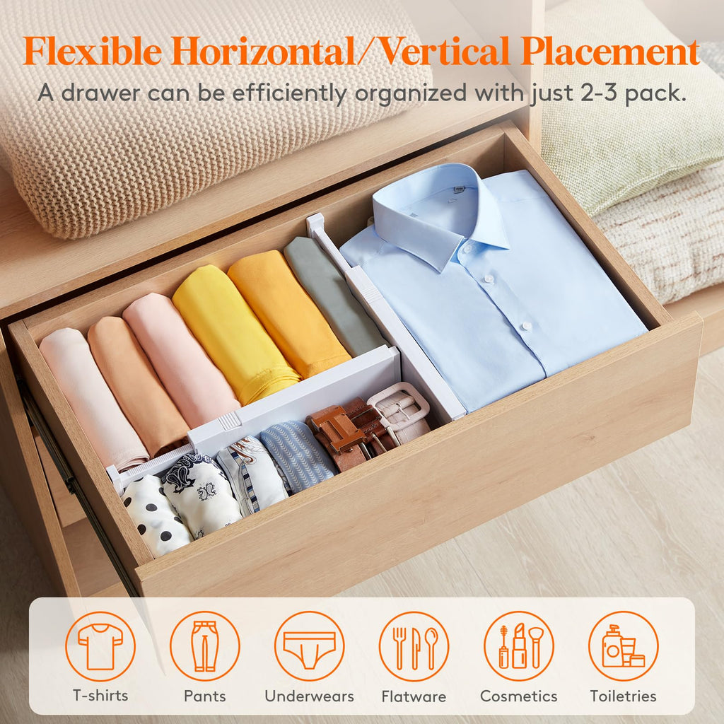 4" High Upgrade Drawer Divider, Adjustable Drawer Organizer Clothes