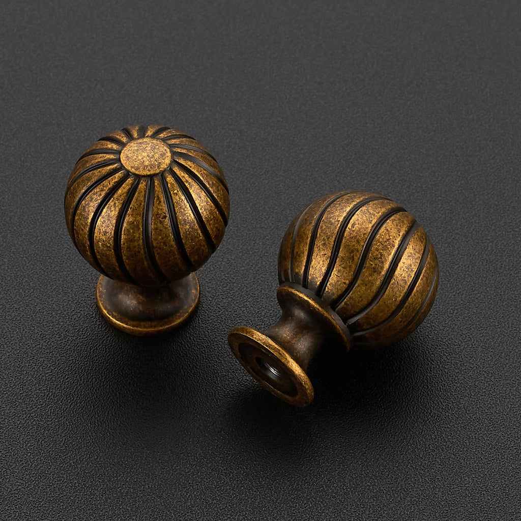 12 Pack Antique Brass Cabinet Knobs, 1 Inch Round Dresser Drawer Knobs
