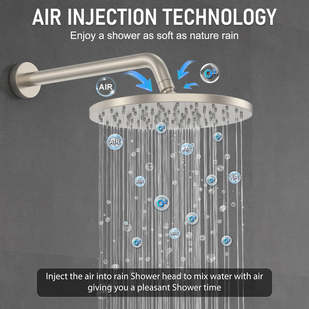 Thermostatic Shower System Wall Mount with 10 Inch Roud Rainfall Shower Head and Handheld,Shower Faucet Mixer Trim