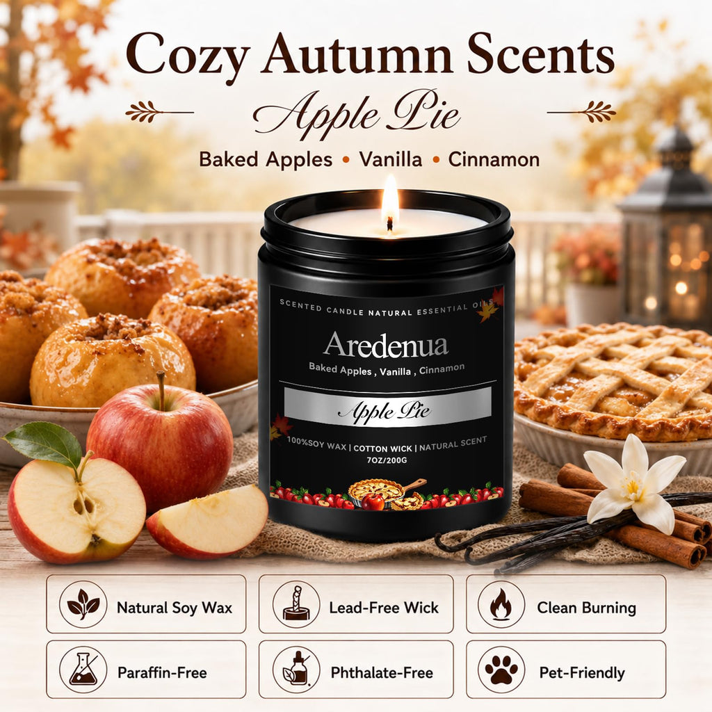 Fall Candles, Apple Pie Scented, Autumn Seasonal Candle