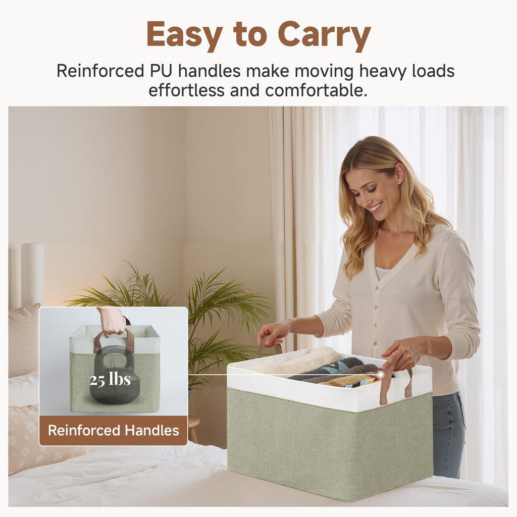Bins, Green & White, Extra Large, 2-Pack