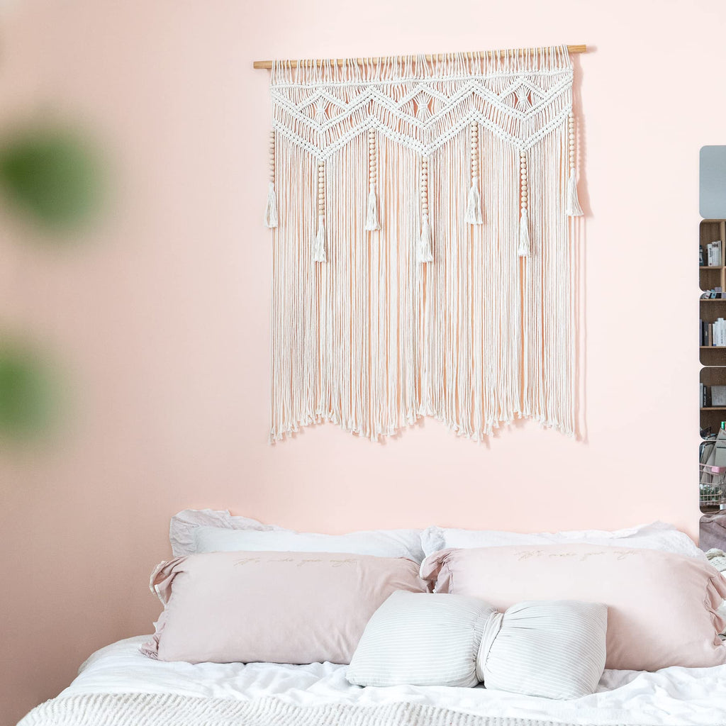 Macrame Wall Hanging Large Boho Decor Woven Wall Tapestry Chic Art Tassel Christmas Decoration for Backdrop over Bed