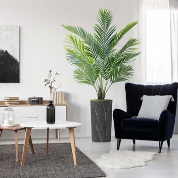 Artificial Tree in Modern Granite Effect, Fake Areca Tropical Palm Silk Tree for Indoor and Outdoor Home Decoration