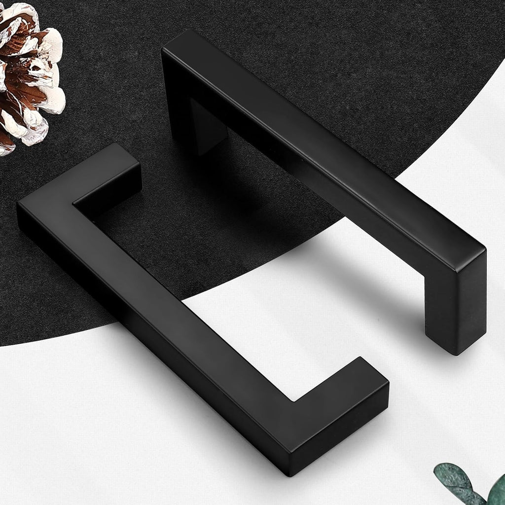 5 Pack 4 Inch (102mm) Hole Center Cabinet Handles Stainless Steel Kitchen Drawer Pulls Square Bar Cabinet Hardware