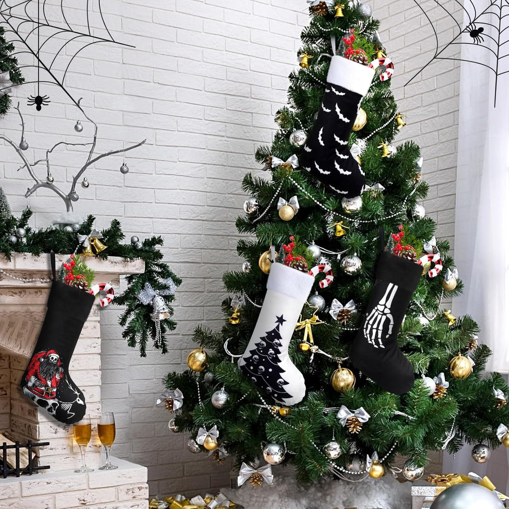 Christmas Stockings, Scary Theme Goth Plush - Set of 4