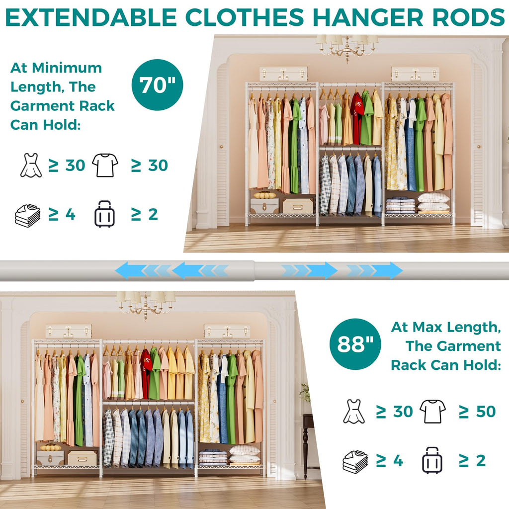 Heavy Duty Portable Closet Clothes Racks Wardrobe with Shelf