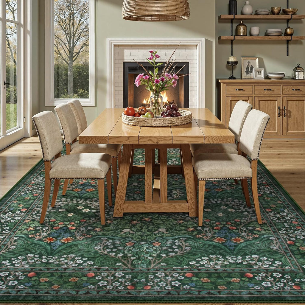 Floral 10x14 Area Rugs, Soft 10x14 Washable Rugs