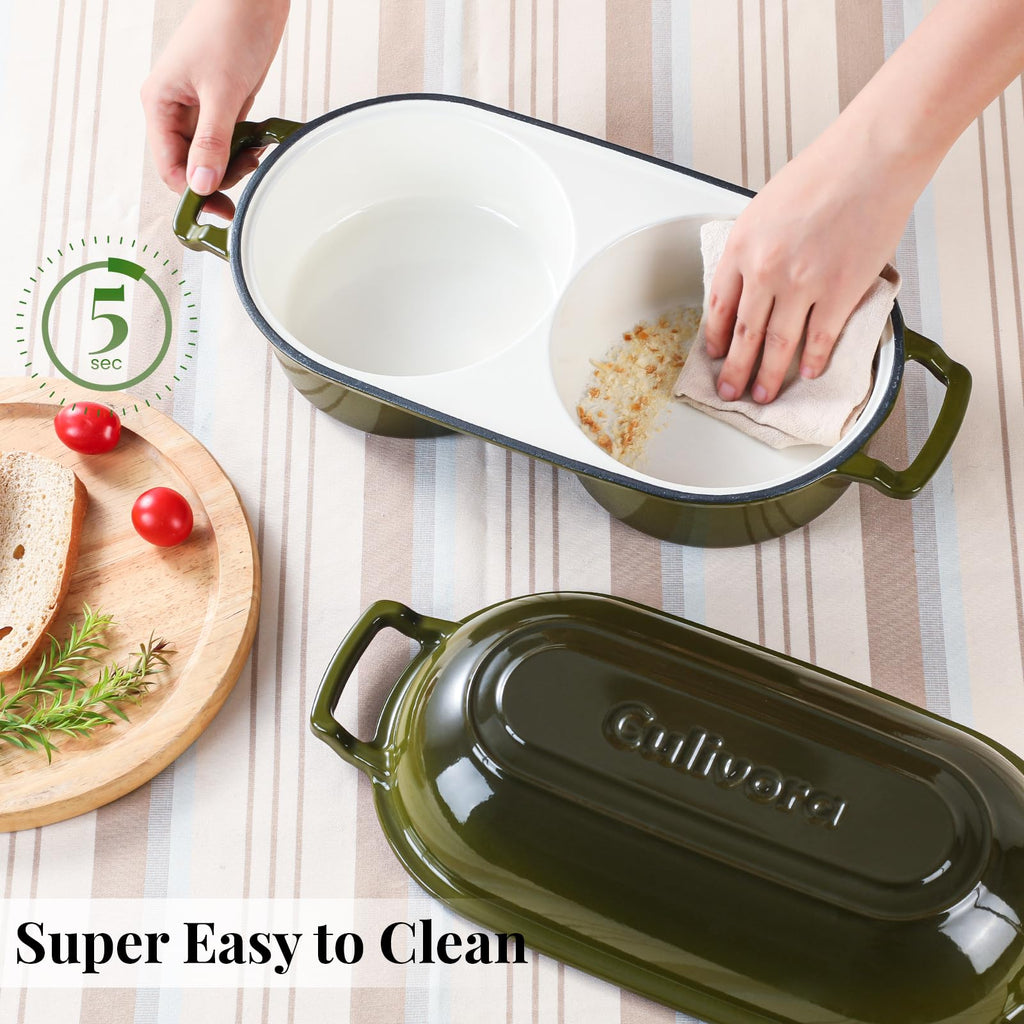 Cast Iron Double Dutch Oven, Mini Enamel Sourdough Bread Pan with Lid
