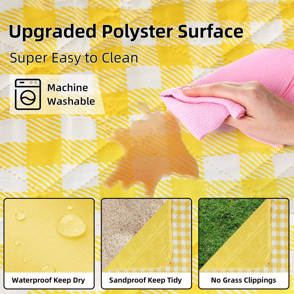 Extra Large Picnic Blankets, 80''x80'' Washable Waterproof Foldable Oversized Compact Picnic Mat for Spring Summer