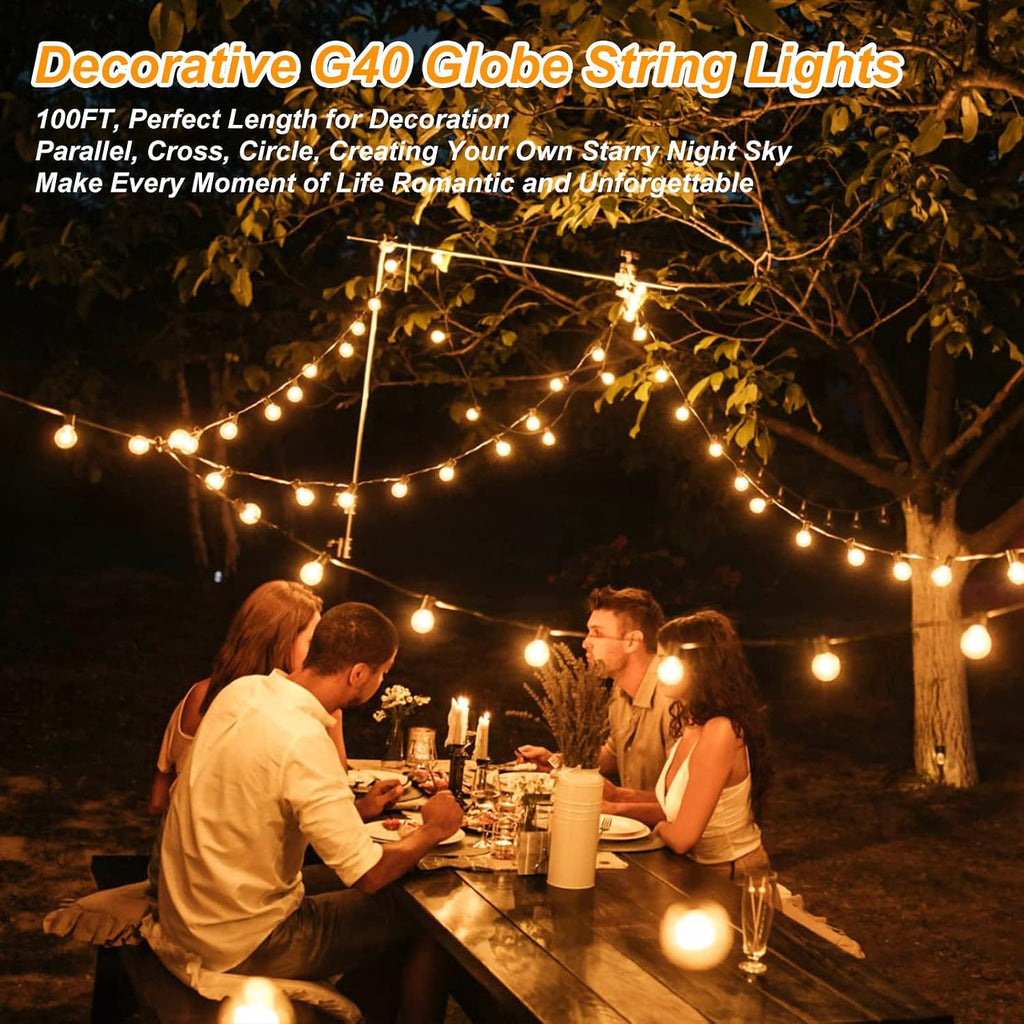 200ft(100*2) Outdoor G40 LED Globe String Lights Dimmable Waterproof