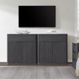 Buffet Cabinet with Storage - Accent Fluted Storage Cabinet with 6 Doors & 3 Drawers Sideboard Credenza Buffet Table