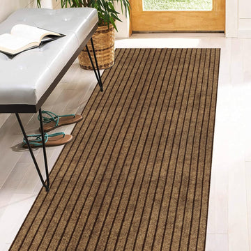 2' x 6' Runner Rugs with Rubber Backing, Indoor Outdoor Utility Carpet Runner Rugs, Stripe Brown, Can Be Used as