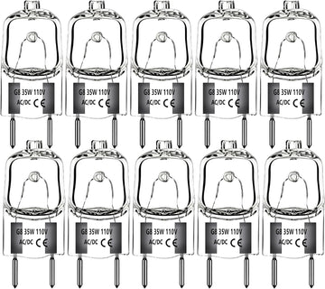 G8 Halogen Bulbs 110V 20W-50W Dimmable Bi-Pin G8 JC T4 Clear Capsule for Under Cabinet, Accent, Puck & Task Lighting