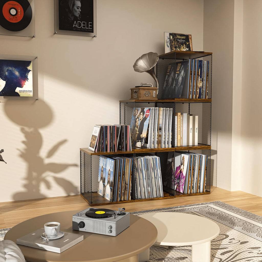 1 Cube Record Holder Vinyl Record Storage, DIY Stackable 40-55 Records