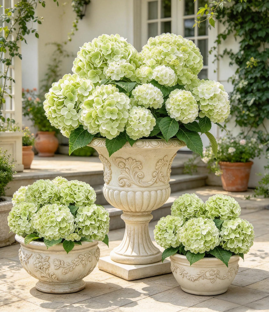 3Pcs 21in Real Touch Hydrangeas Artificial Faux, Light Green