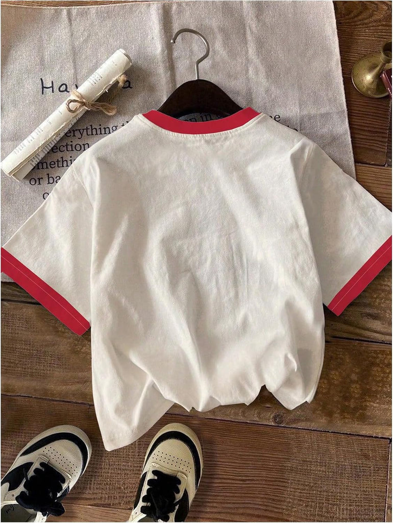Girl's Cherry Graphic Tees Colorblock Aesthetic Cute Summer Tops