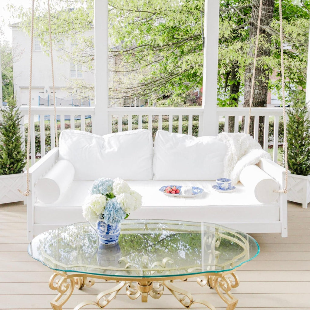 Beckett Heavy Duty Poly Daybed Swing in White, Crib Size - Composite HDPE Porch Swing Bed Made from Recycled Plastic