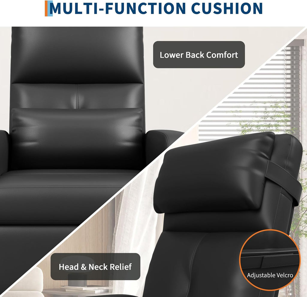 Power Recliner Chair with Massage and Heat, Adjustable Electric Recliner Ergonomic Overstuffed PU Leather Single