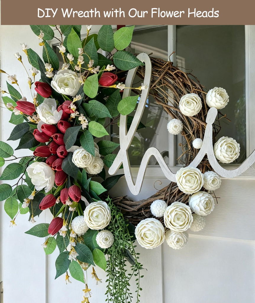 16PCS White Ranunculus Artificial Flowers, Small Fake White Foral