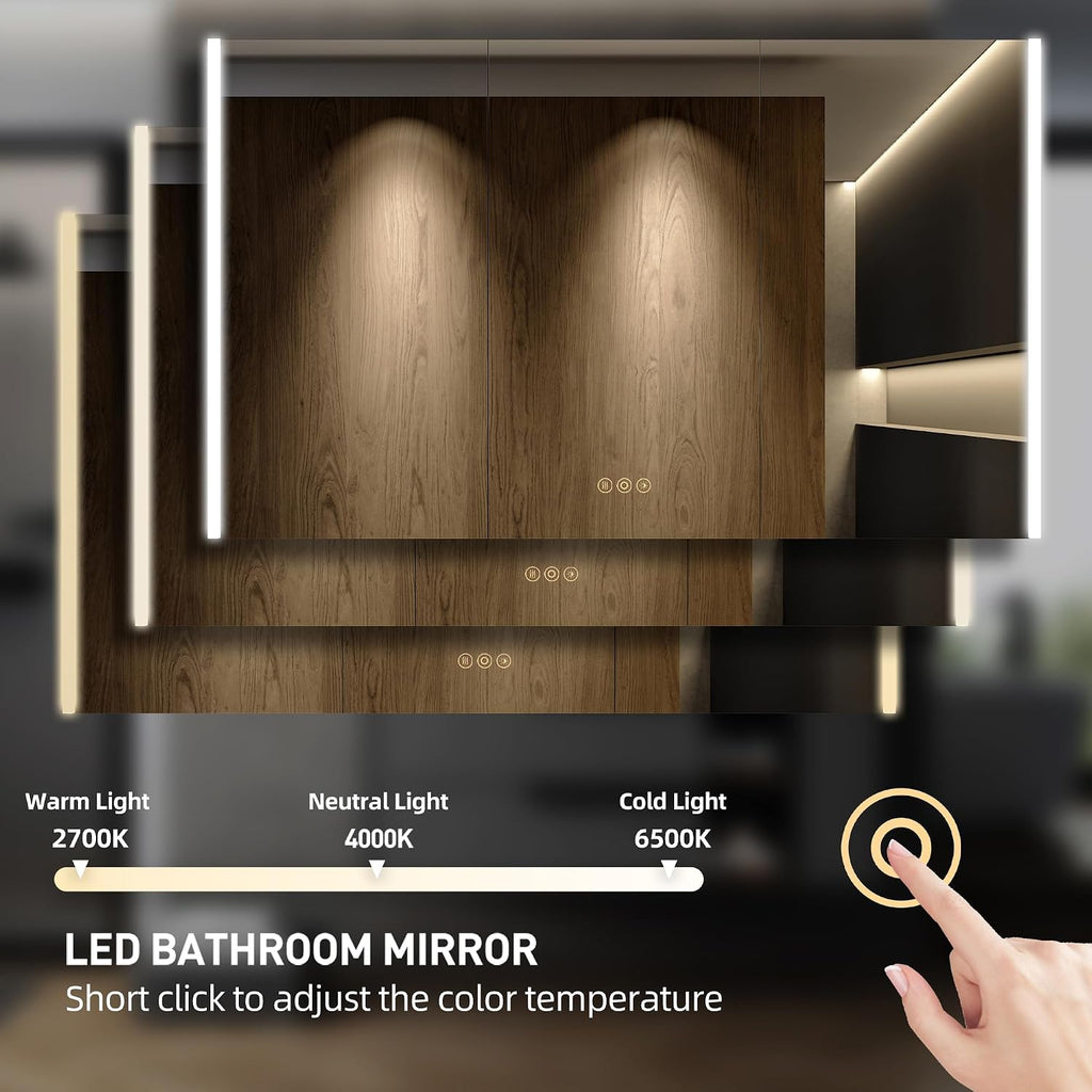 60 x 32 Inch Medicine Cabinet with Mirror and LED Light | Recessed, Wall-Mounted, Dimmable, Anti-Fog, Memory