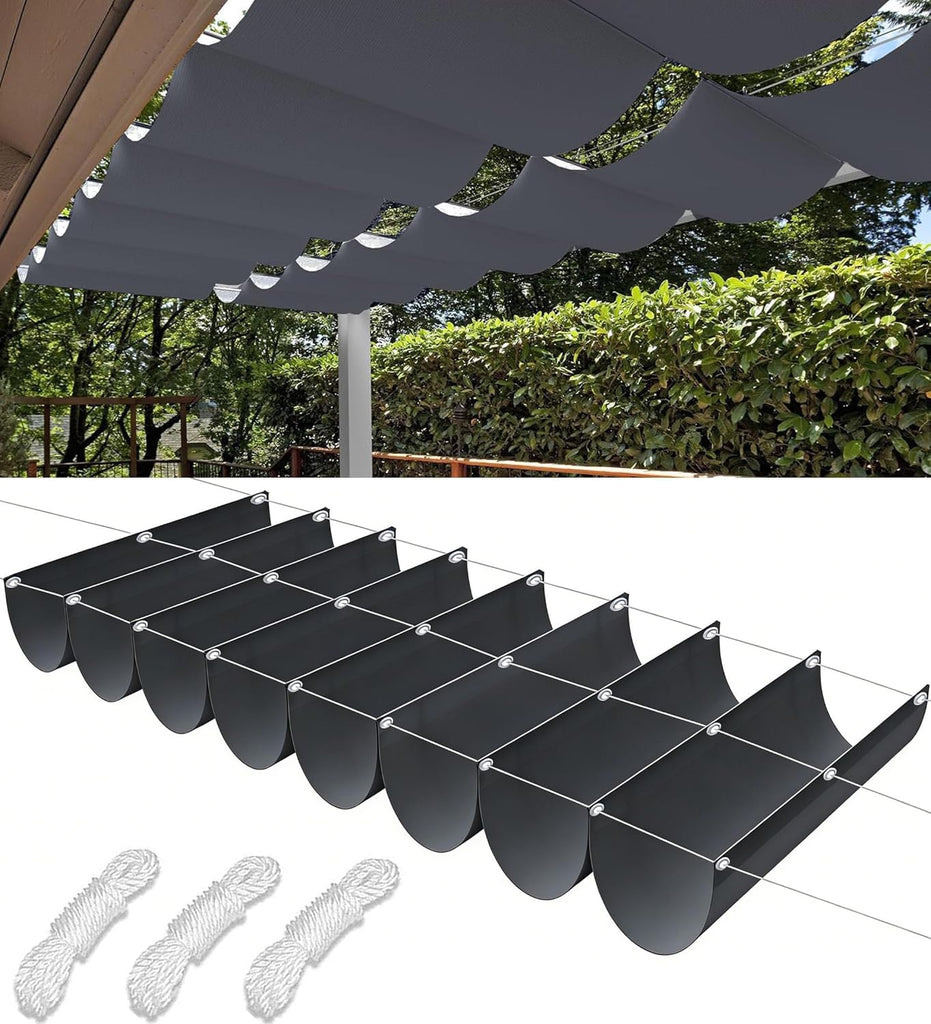 Retractable Wave Sun Shade Sail Waterproof 3x10 FT Sun Shade for Outdoor Garden UV Block Sunshade Cloth Canopy with