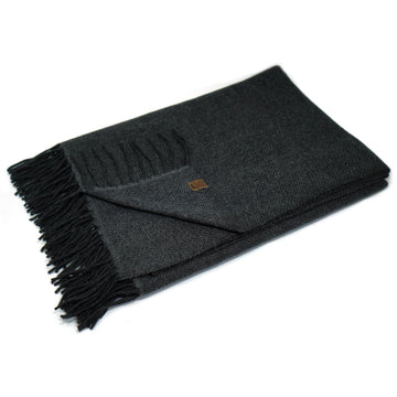 Signature - 100% Cashmere Blanket Throw - Black Grey Herringbone
