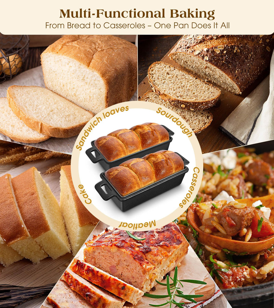 Cast Iron Loaf Pan With Lid, 9×5 in - 2‐in‐1 Heavy‐Duty & Oven‐Safe Loaf Pan for Sourdough & Homemade Bread