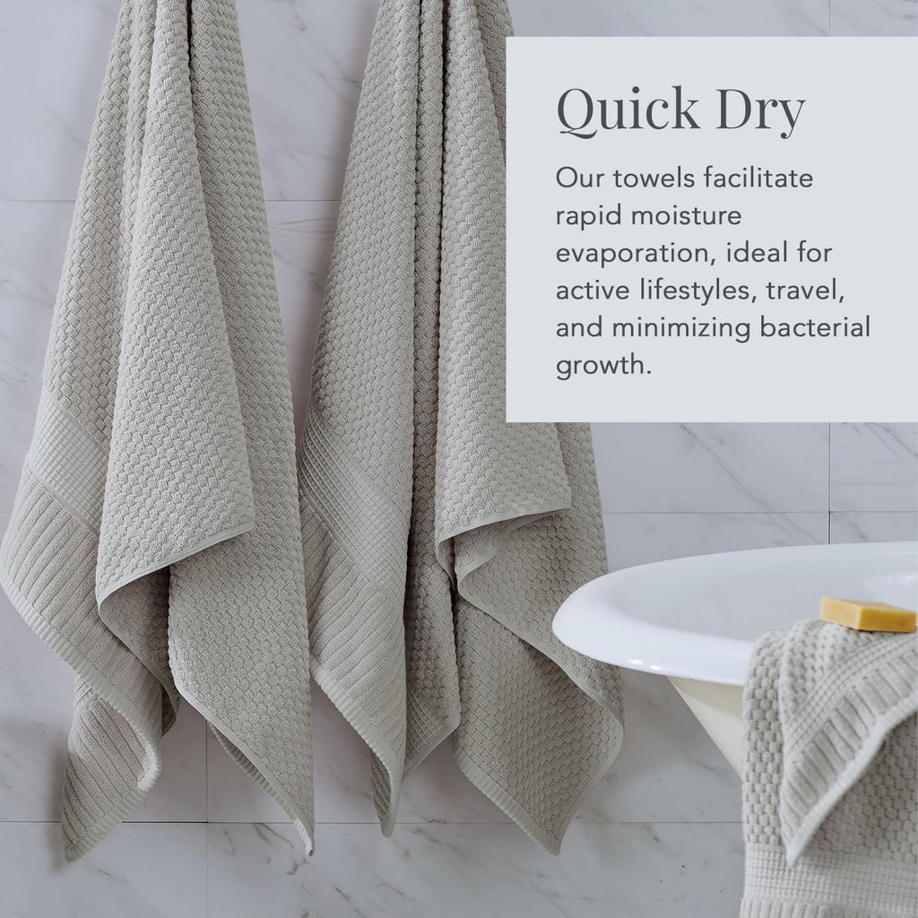 100% Cotton 6-Piece Bath Towel Set | Grey | Oeko-TEX | Quick-Dry | 30" x 52" Bath Towels | 16" x 28" Hand Towels |
