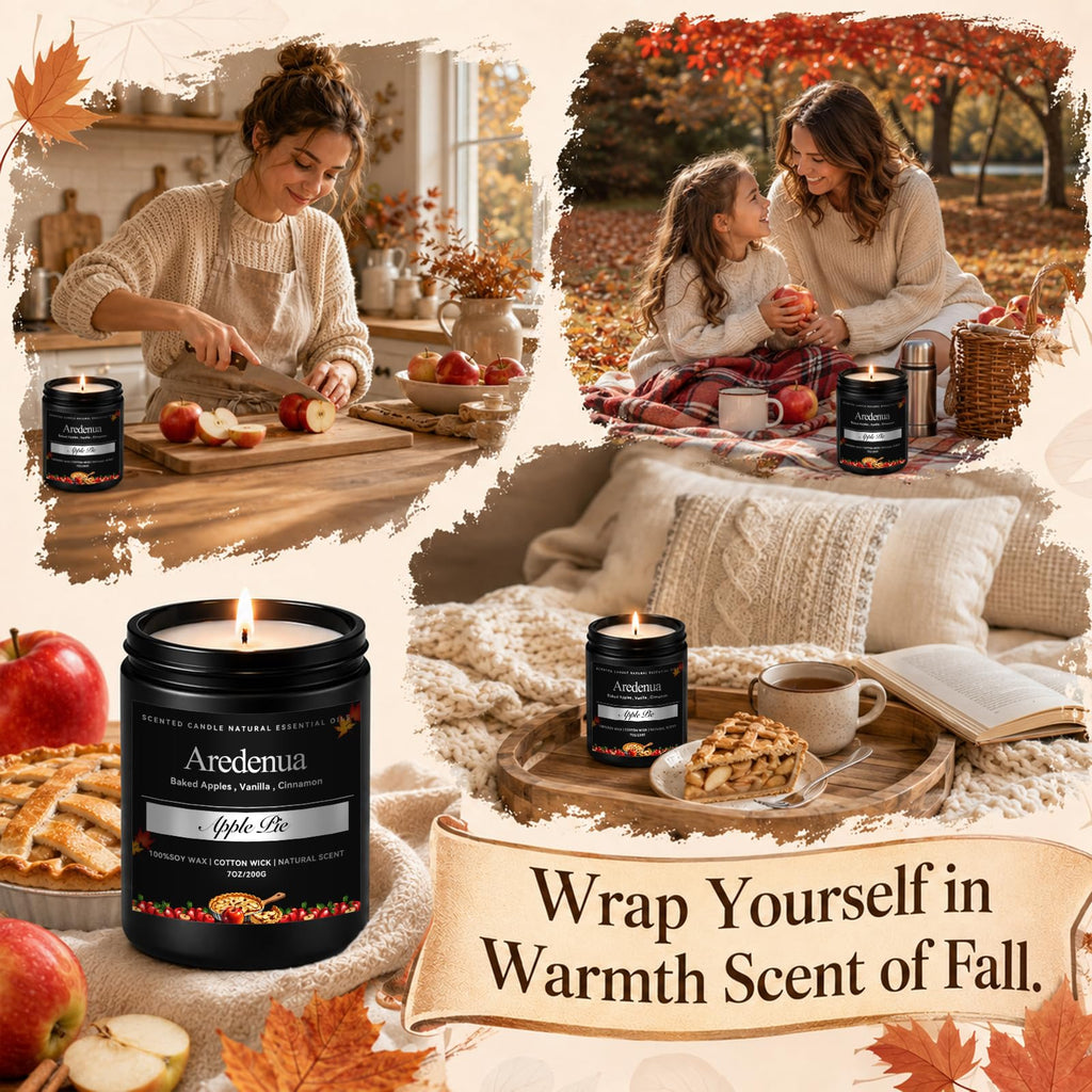 Fall Candles, Apple Pie Scented, Autumn Seasonal Candle