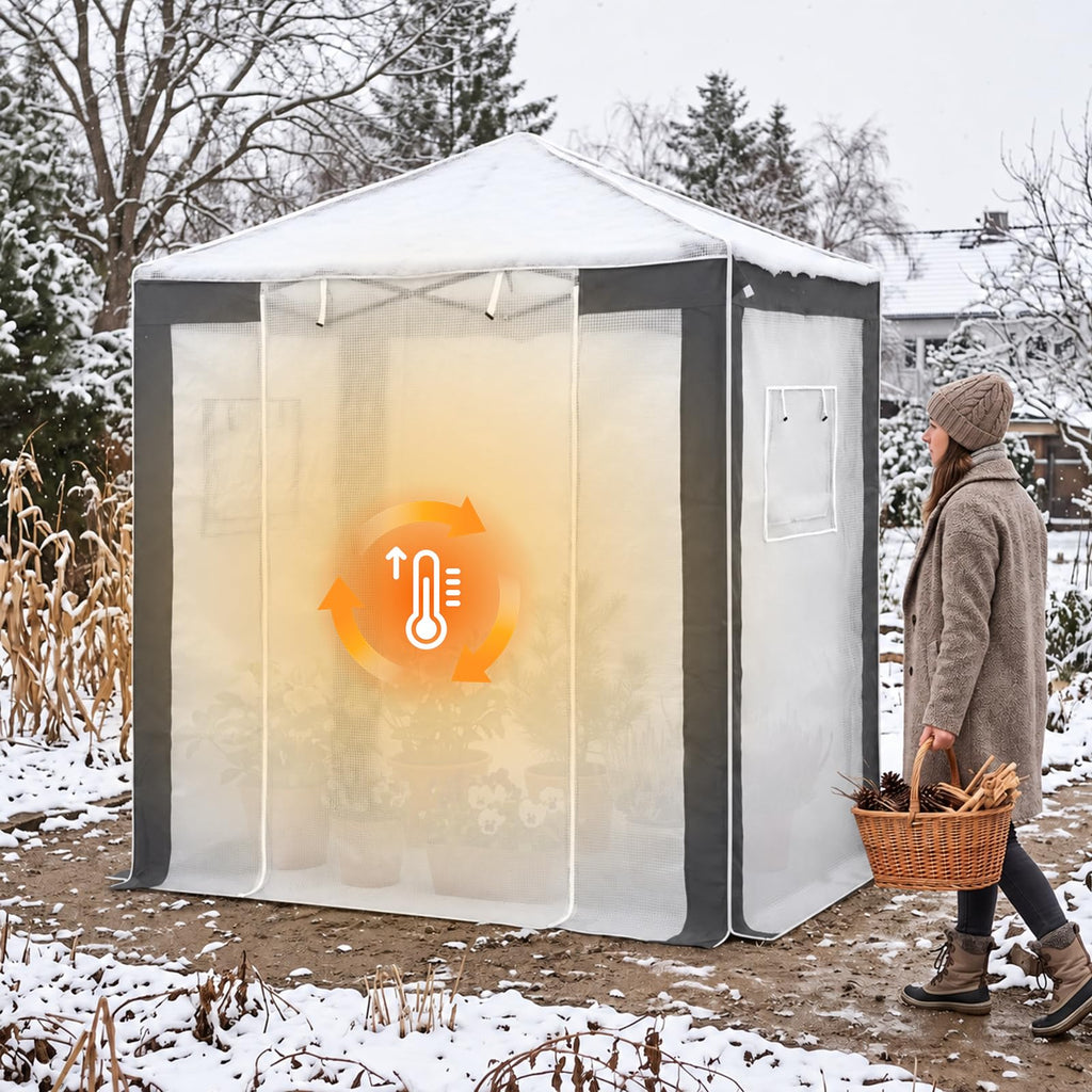6x4 Walk in Pop Up Greenhouse, Gray/White