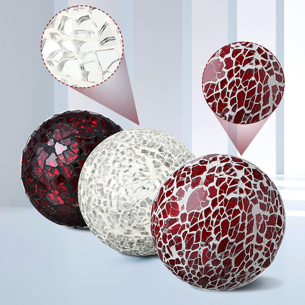 Decorative Balls for Bowls 6.5 cm / 2.5 Inch Orbs Glass Balls for Centerpiece Bowls Mosaic Sphere Decoration - Set of 6