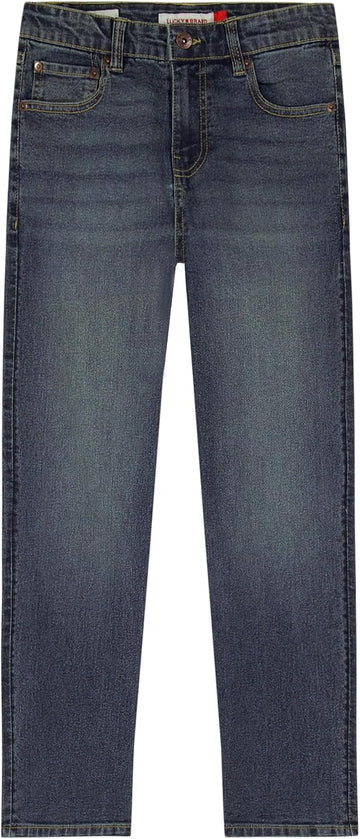 Boys' Loose Fit Stretch Denim Jeans, Pocket Style, Zipper Fly & Button Closure