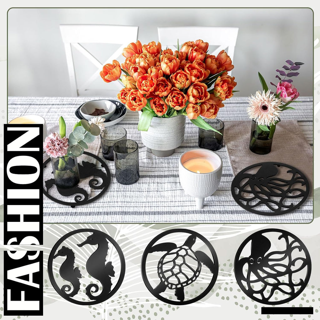 Cast Iron Trivets for Hot Dishes 7.9 Inch Metal Iron Trivets for Dutch Oven Wood Stove Hot Pots and Pans - Set of 3