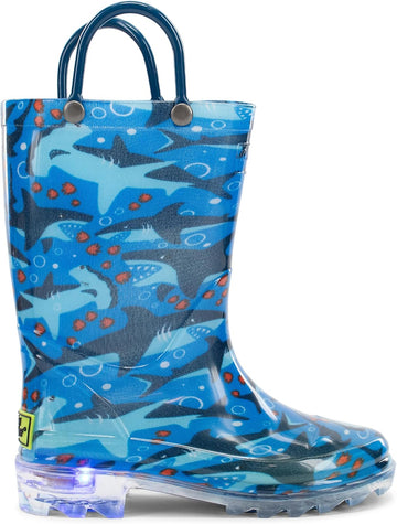 Lighted Waterproof Pull On Rain Boot for Boys and Girls