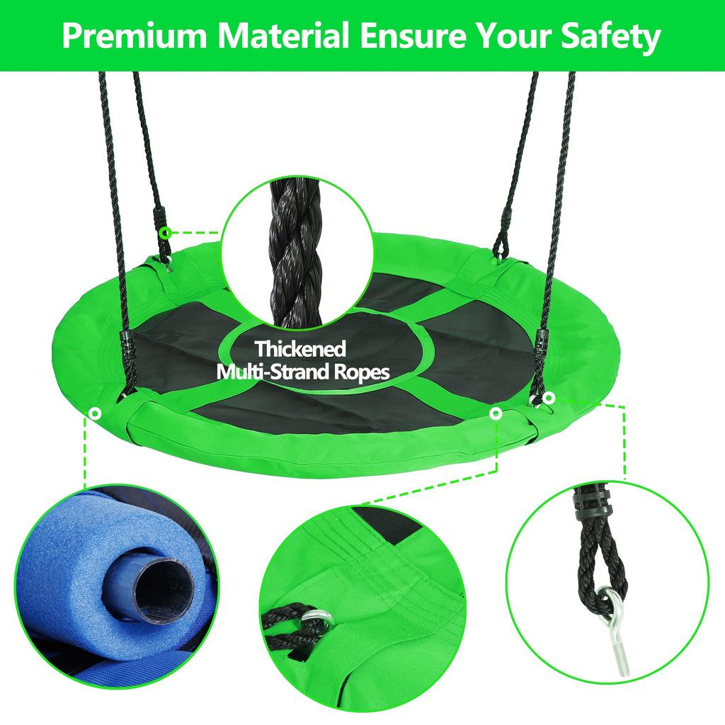 40 Inch Tree Swing, Outdoor Kids Flying Saucer Swing, 800lbs Weight Capacity Waterproof Textilene Fabric Durable